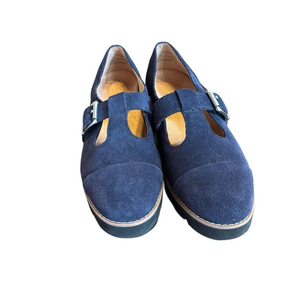 Vionic Navy Suede Carmen Mary Jane Loafers & Slip-Ons, Size 6.5 W, Grannycore - Picture 3 of 5